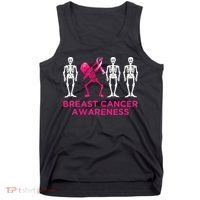 Dabbing Skeleton Pink Ribbon Breast Cancer Halloween Tank Top thumb 0