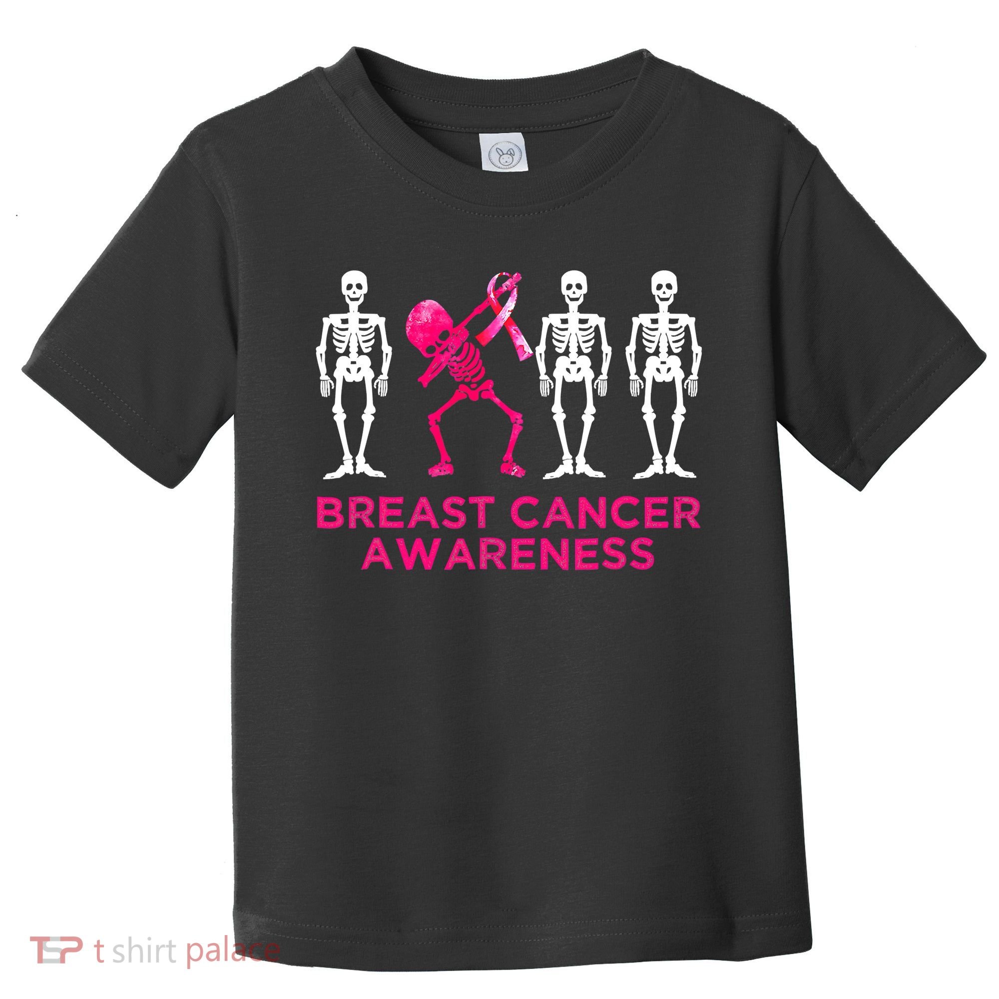 Dabbing Skeleton Pink Ribbon Breast Cancer Halloween Toddler T-Shirt