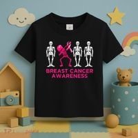 Dabbing Skeleton Pink Ribbon Breast Cancer Halloween Toddler T-Shirt thumb 3