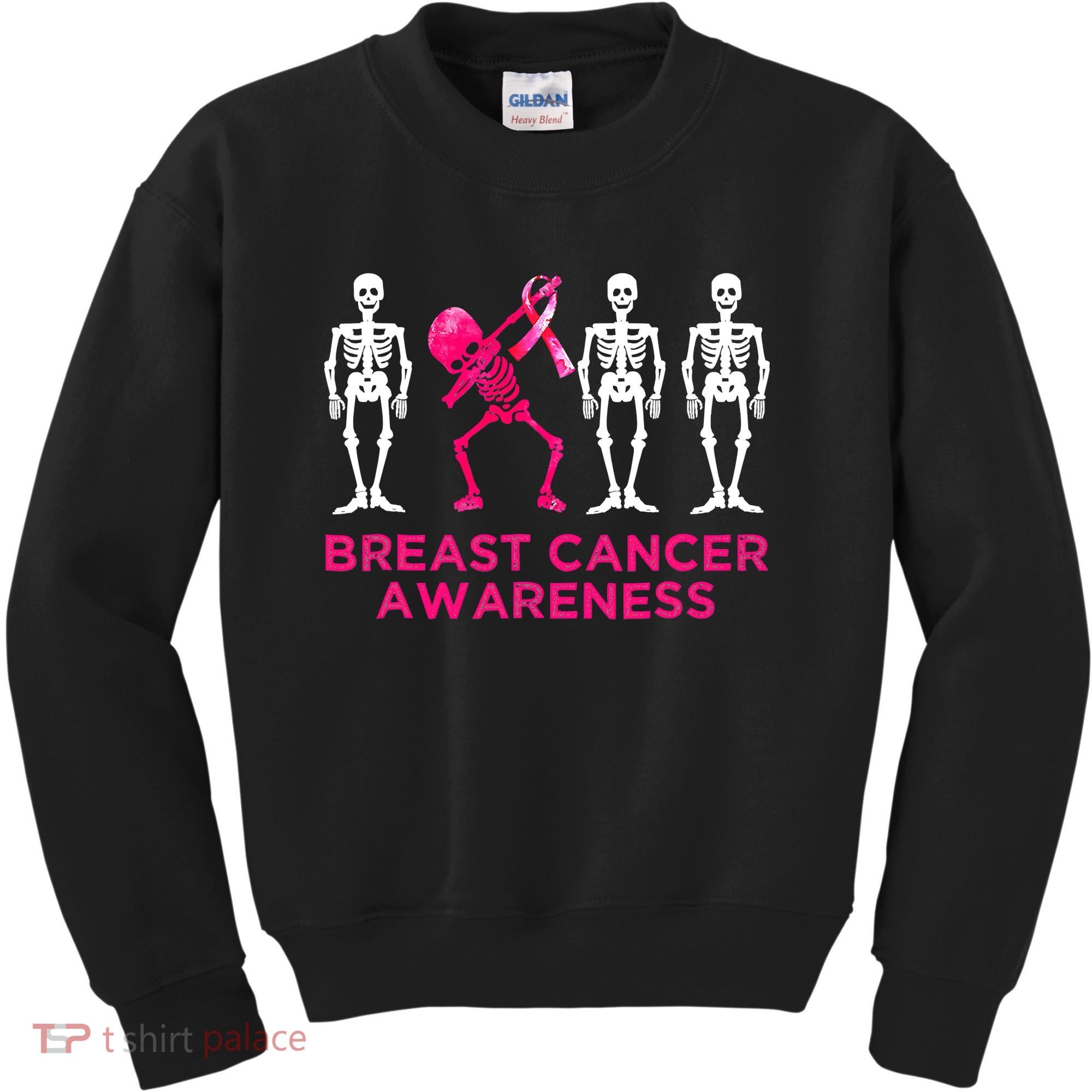 Dabbing Skeleton Pink Ribbon Breast Cancer Halloween Kids Sweatshirt