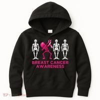 Dabbing Skeleton Pink Ribbon Breast Cancer Halloween Kids Hoodie thumb 0