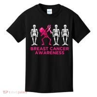 Dabbing Skeleton Pink Ribbon Breast Cancer Halloween Kids T-Shirt thumb 0