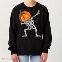 Dabbing Skeleton Pumpkin Boys Halloween Shirts, Dab Dance Women's Sweatshirt thumb 0