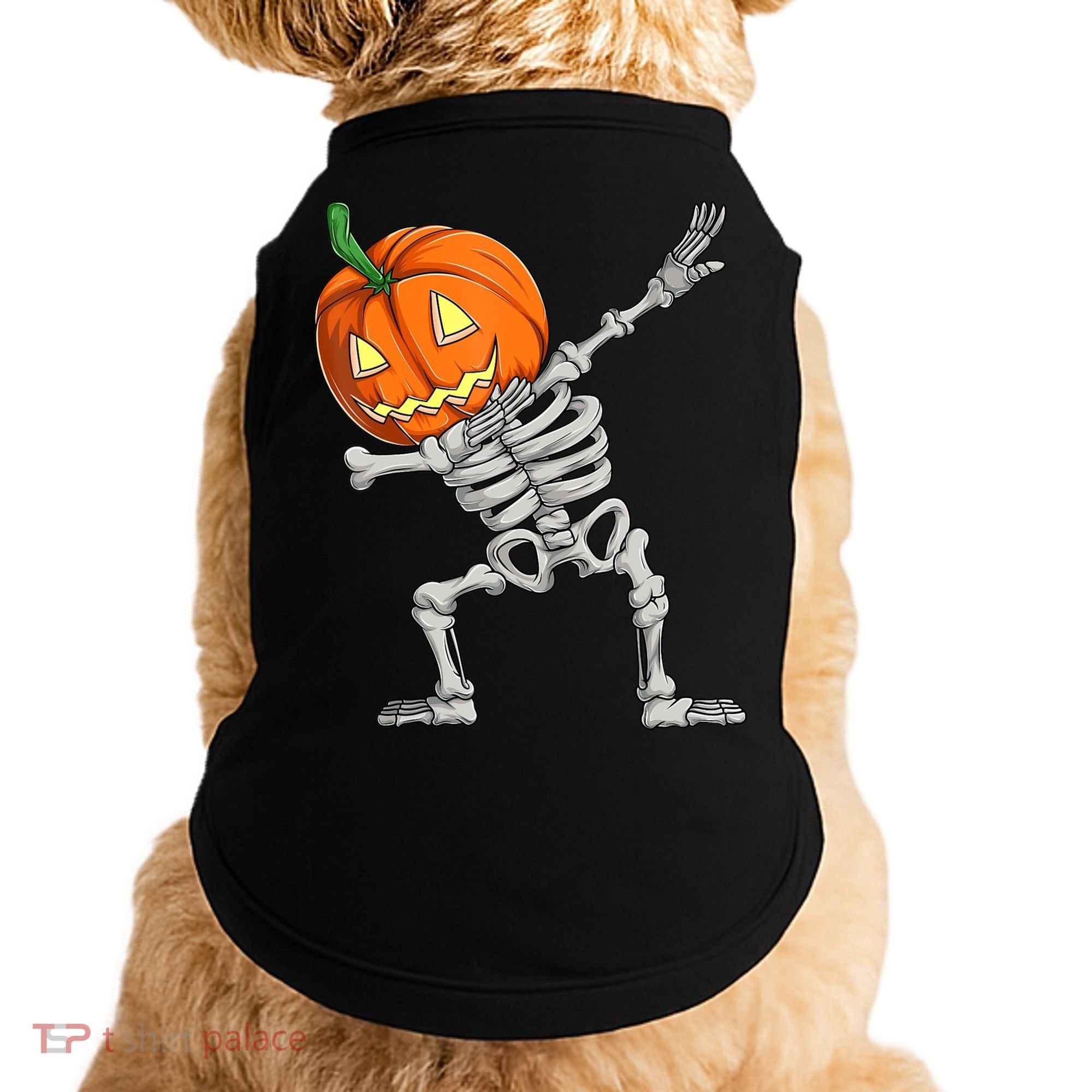 Dabbing Skeleton Pumpkin Boys Halloween Shirts, Dab Dance Doggie Tank