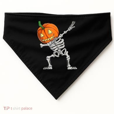 Dabbing Skeleton Pumpkin Boys Halloween Shirts, Dab Dance USA-Made Doggie Bandana