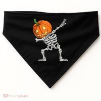 Dabbing Skeleton Pumpkin Boys Halloween Shirts, Dab Dance USA-Made Doggie Bandana thumb 0