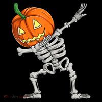 Dabbing Skeleton Pumpkin Boys Halloween Shirts, Dab Dance Ornament thumb 1