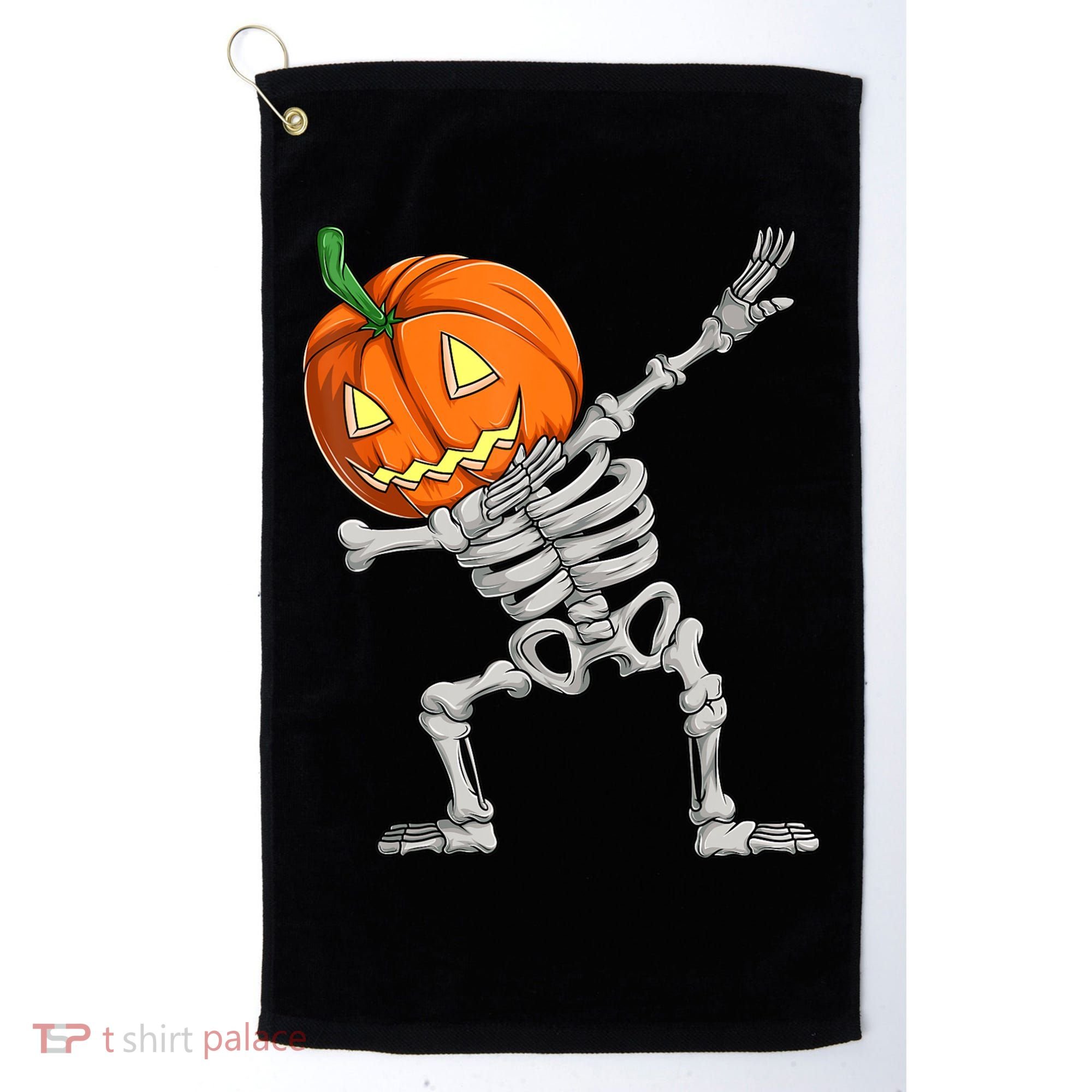 Dabbing Skeleton Pumpkin Boys Halloween Shirts, Dab Dance Golf Towel
