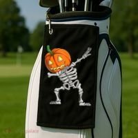 Dabbing Skeleton Pumpkin Boys Halloween Shirts, Dab Dance Golf Towel thumb 2