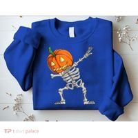 Dabbing Skeleton Pumpkin Boys Halloween Shirts, Dab Dance Sweatshirt thumb 2