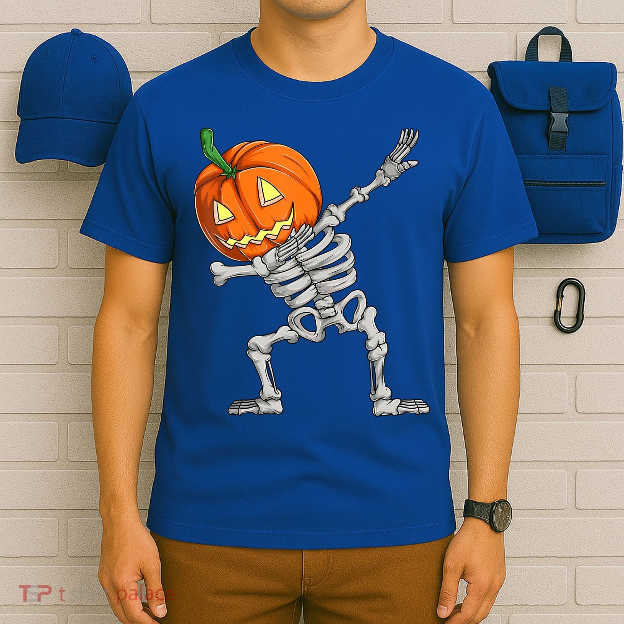 Dabbing Skeleton Pumpkin Boys Halloween Shirts, Dab Dance T-Shirt