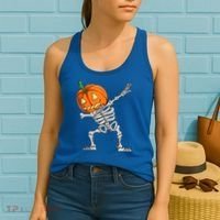 Dabbing Skeleton Pumpkin Boys Halloween Shirts, Dab Dance Women's Tank Top thumb 2