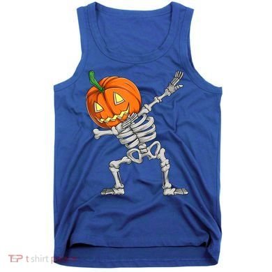 Dabbing Skeleton Pumpkin Boys Halloween Shirts, Dab Dance Tank Top