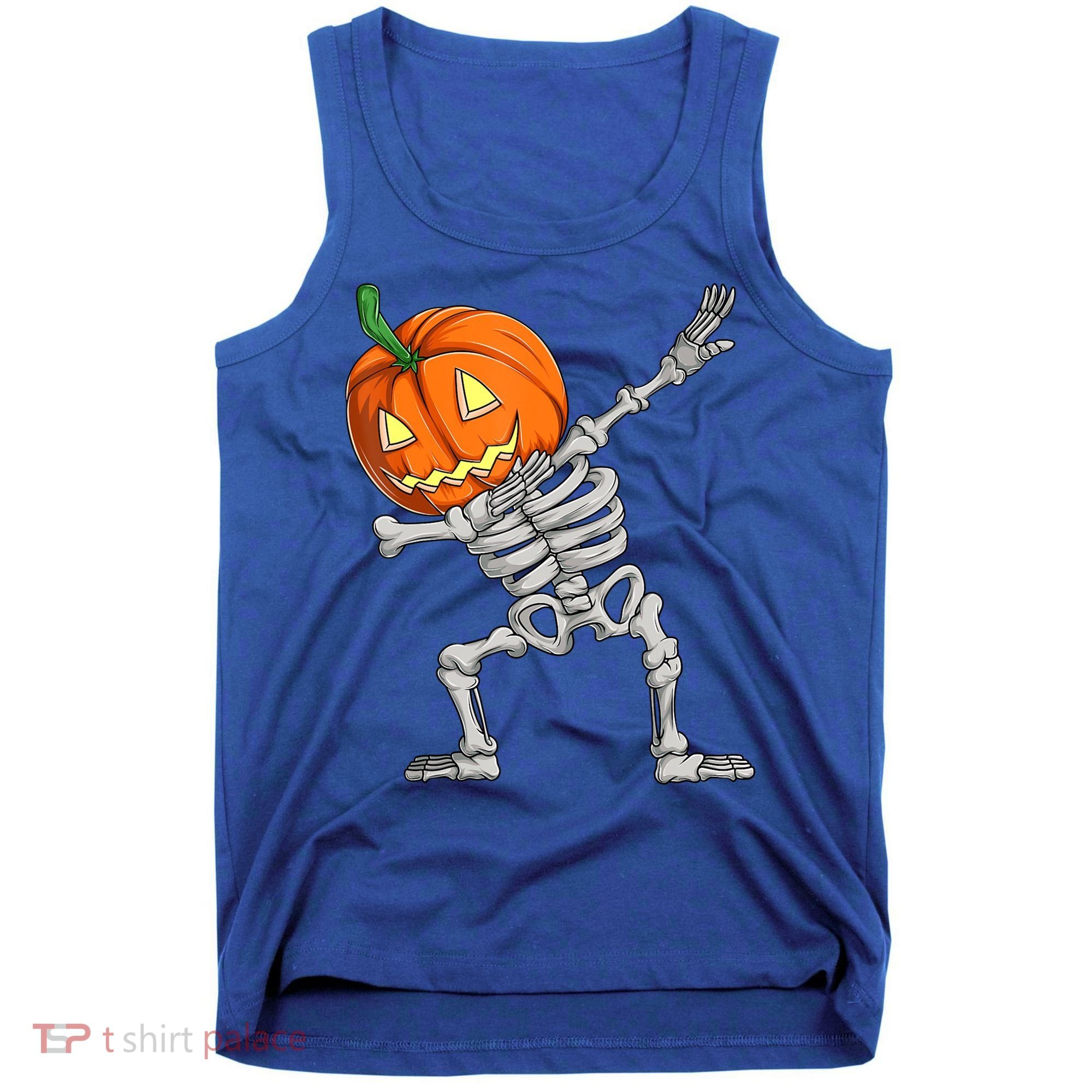Dabbing Skeleton Pumpkin Boys Halloween Shirts, Dab Dance Tank Top