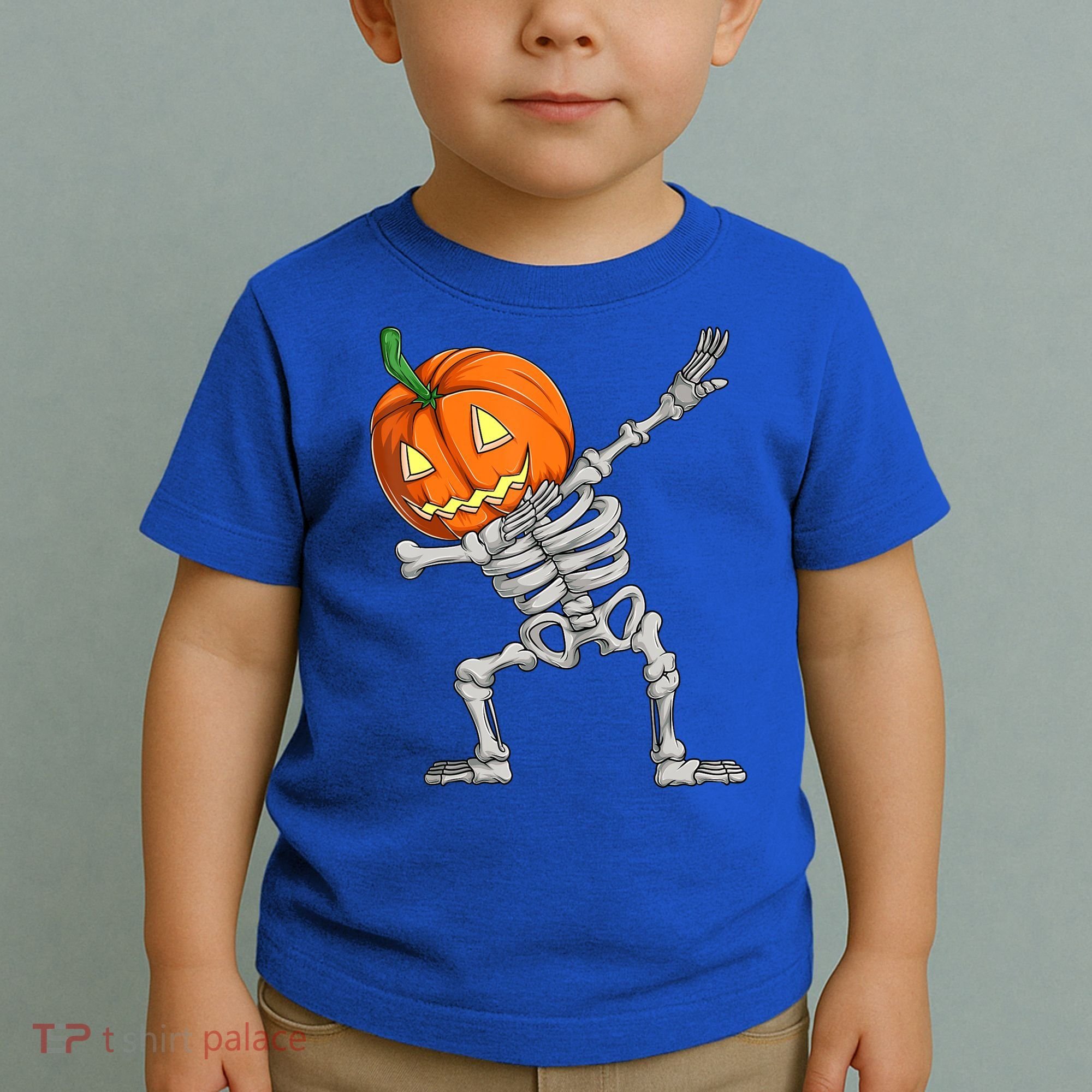 Dabbing Skeleton Pumpkin Boys Halloween Shirts, Dab Dance Toddler T-Shirt