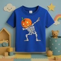 Dabbing Skeleton Pumpkin Boys Halloween Shirts, Dab Dance Toddler T-Shirt thumb 3