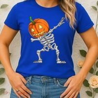 Dabbing Skeleton Pumpkin Boys Halloween Shirts, Dab Dance Women's T-Shirt thumb 2