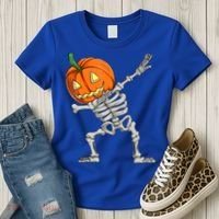 Dabbing Skeleton Pumpkin Boys Halloween Shirts, Dab Dance Women's T-Shirt thumb 3