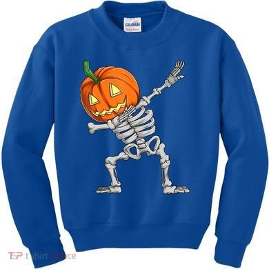 Dabbing Skeleton Pumpkin Boys Halloween Shirts, Dab Dance Kids Sweatshirt