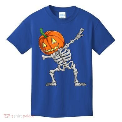 Dabbing Skeleton Pumpkin Boys Halloween Shirts, Dab Dance Kids T-Shirt