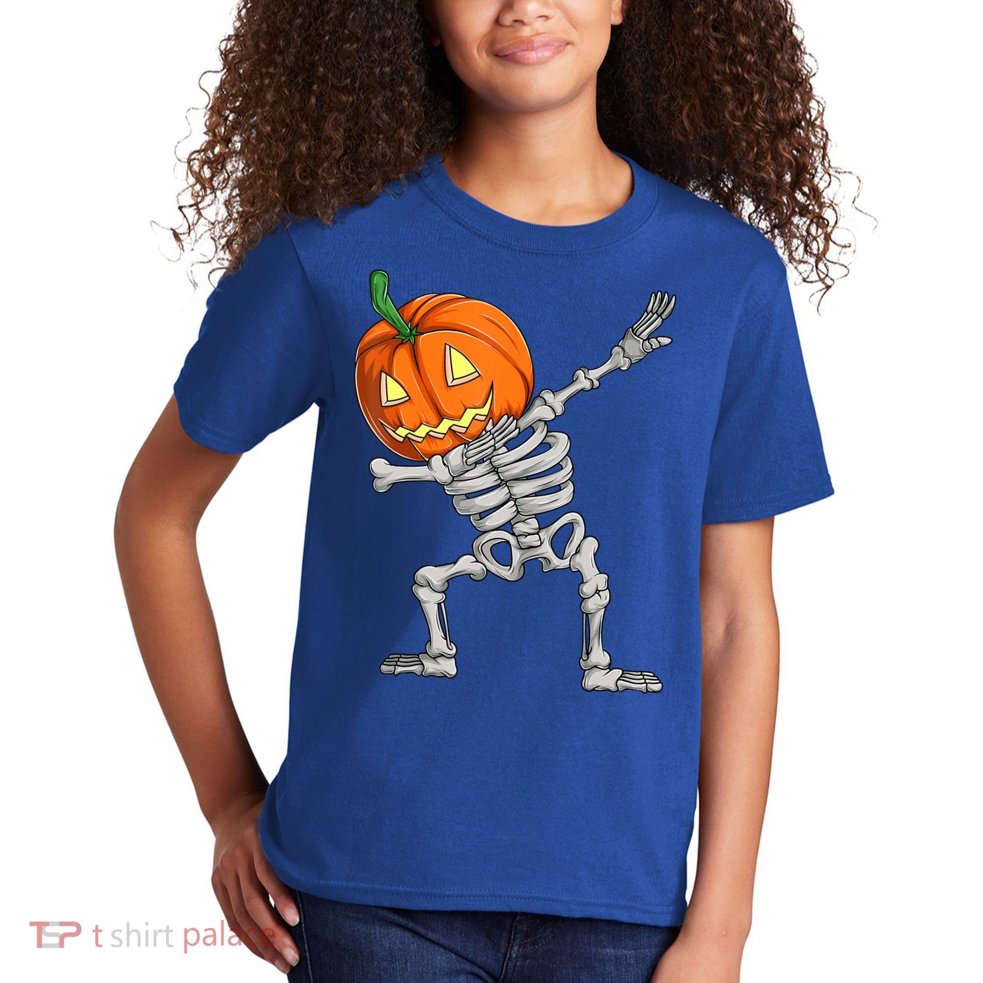 Dabbing Skeleton Pumpkin Boys Halloween Shirts, Dab Dance Kids T-Shirt