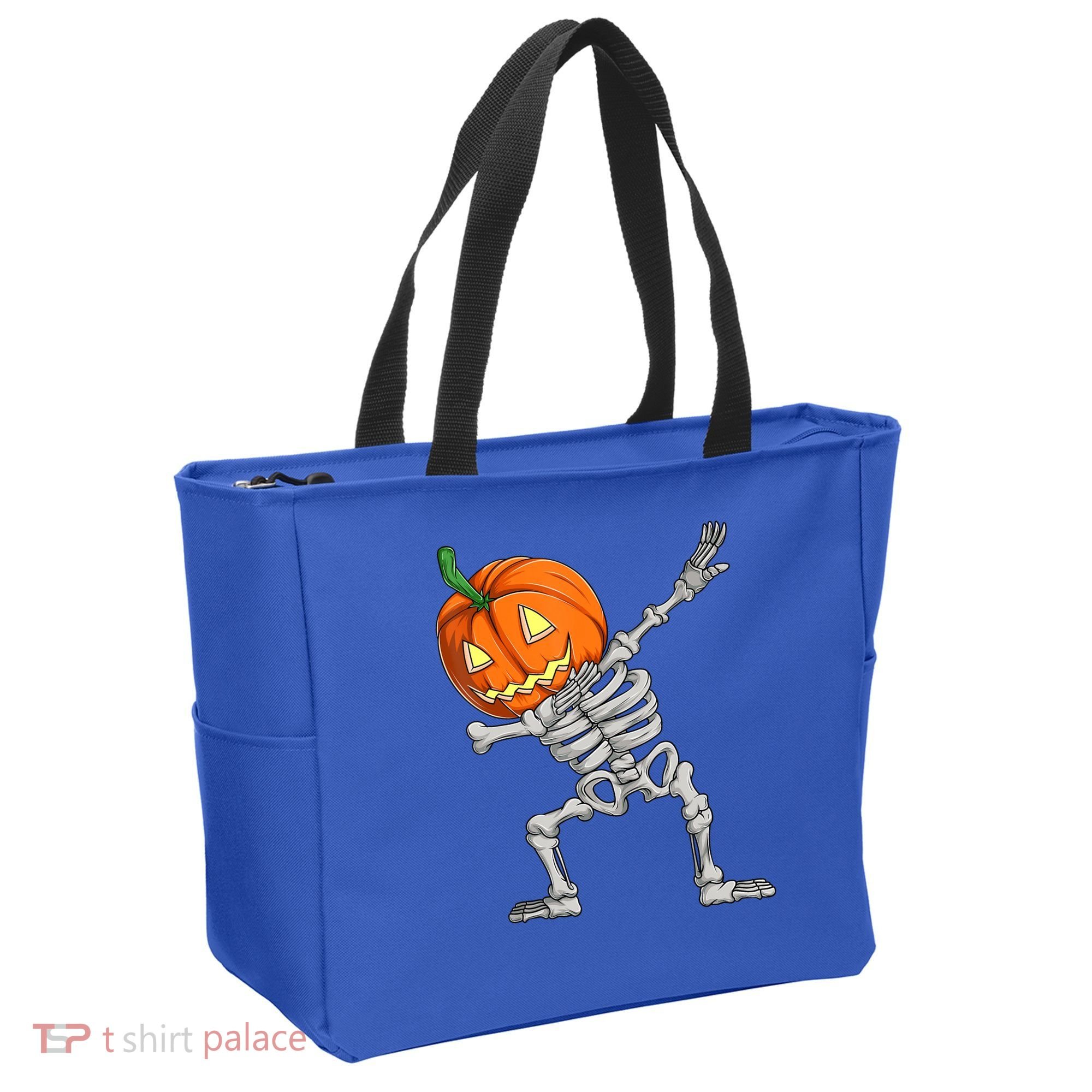 Dabbing Skeleton Pumpkin Boys Halloween Shirts, Dab Dance Tote Bag