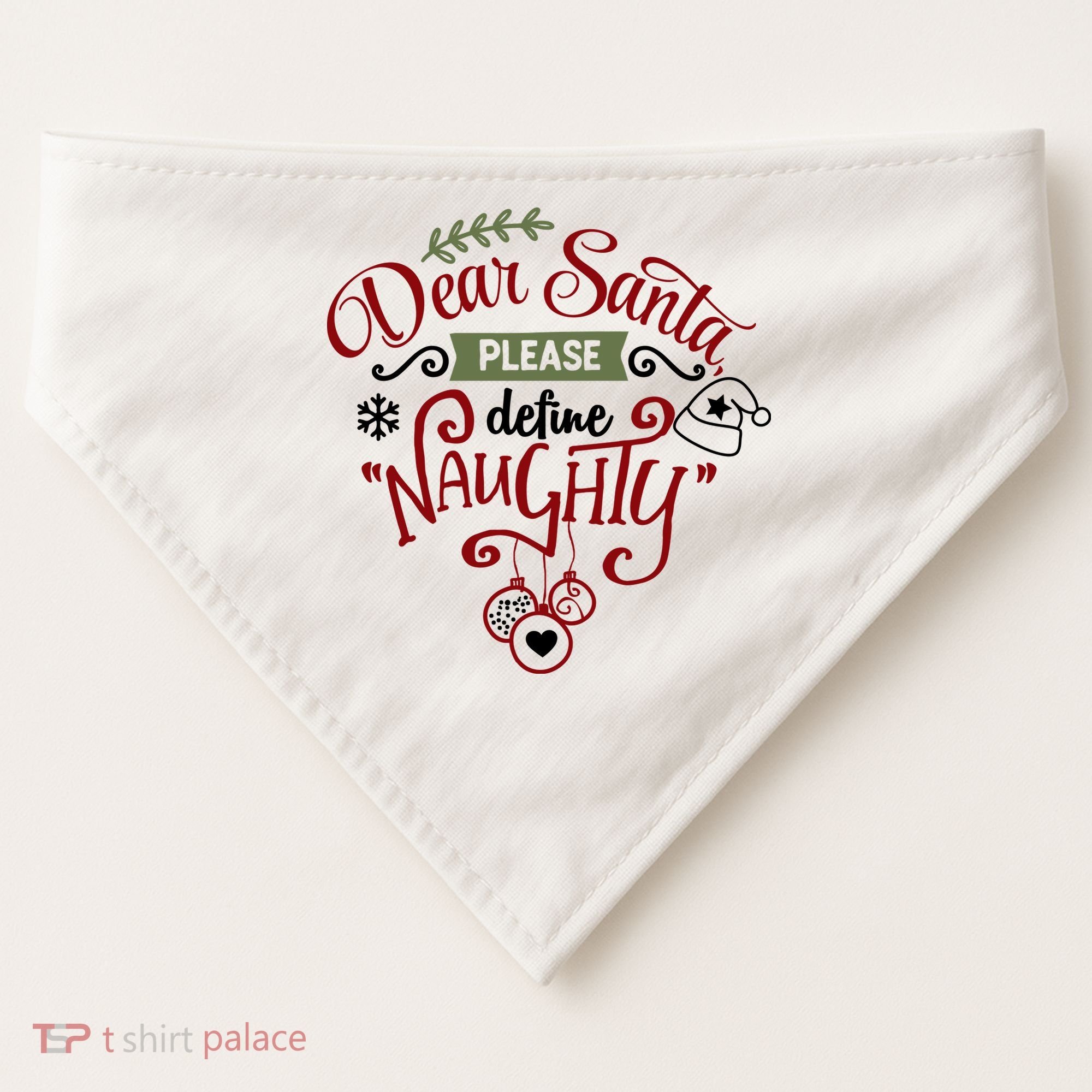 Dear Santa Please Define Naughty Funny Xmas USA-Made Doggie Bandana