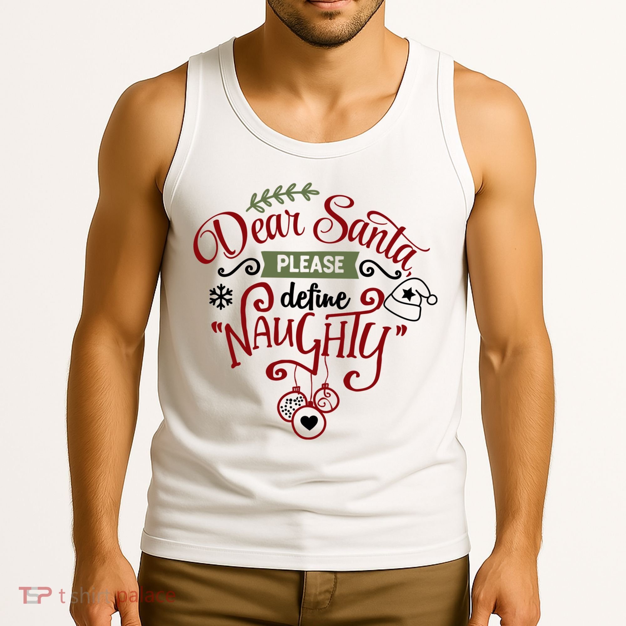 Dear Santa Please Define Naughty Funny Xmas Tank Top
