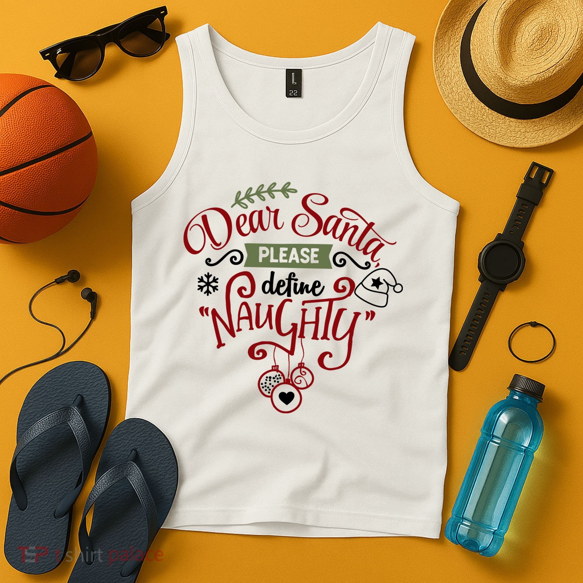 Dear Santa Please Define Naughty Funny Xmas Tank Top