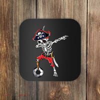 Dabbing Skeleton Pirate Soccer Ball Halloween Costume Day Coaster thumb 0