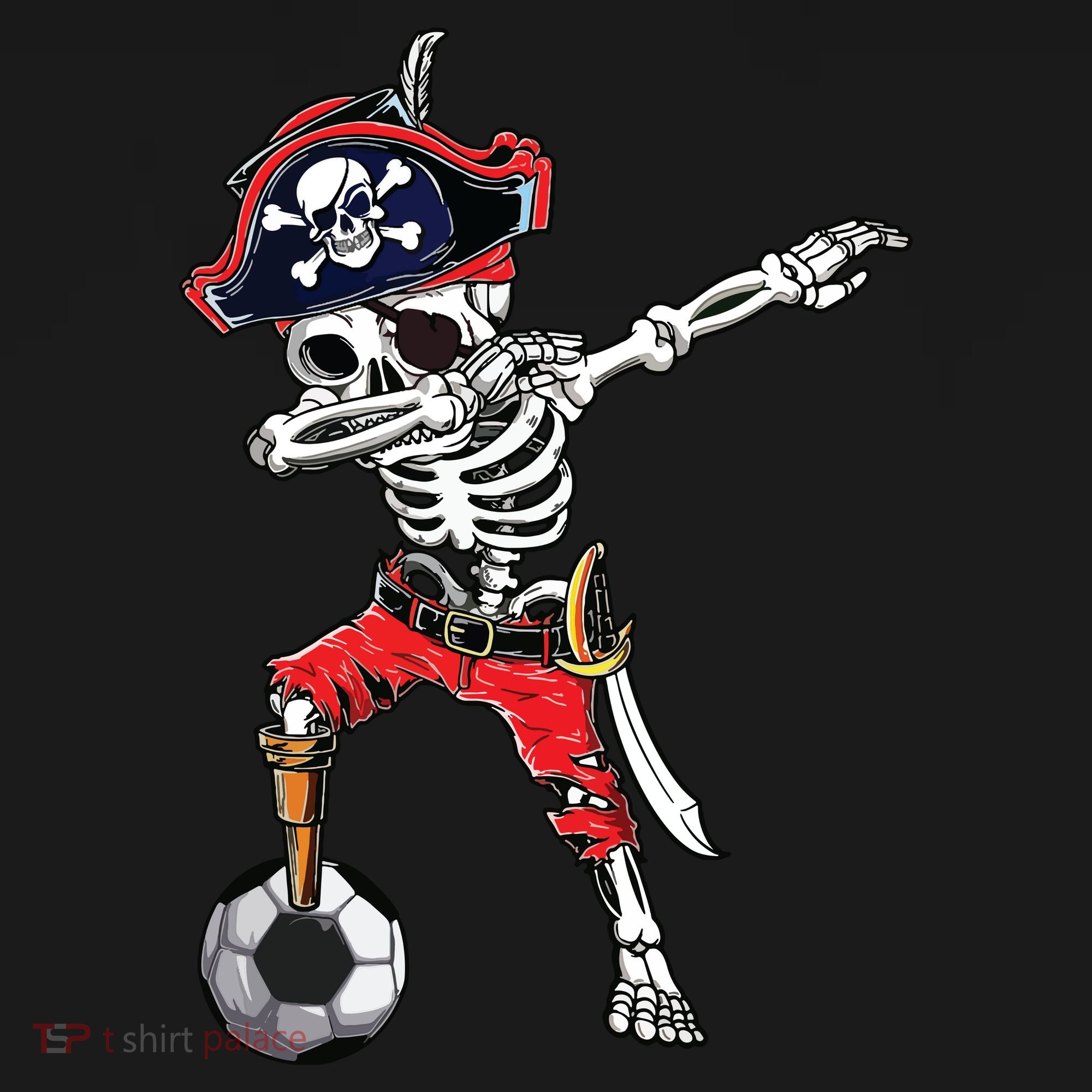 Dabbing Skeleton Pirate Soccer Ball Halloween Costume Day Coaster