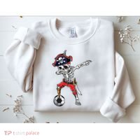 Dabbing Skeleton Pirate Soccer Ball Halloween Costume Day Sweatshirt thumb 2