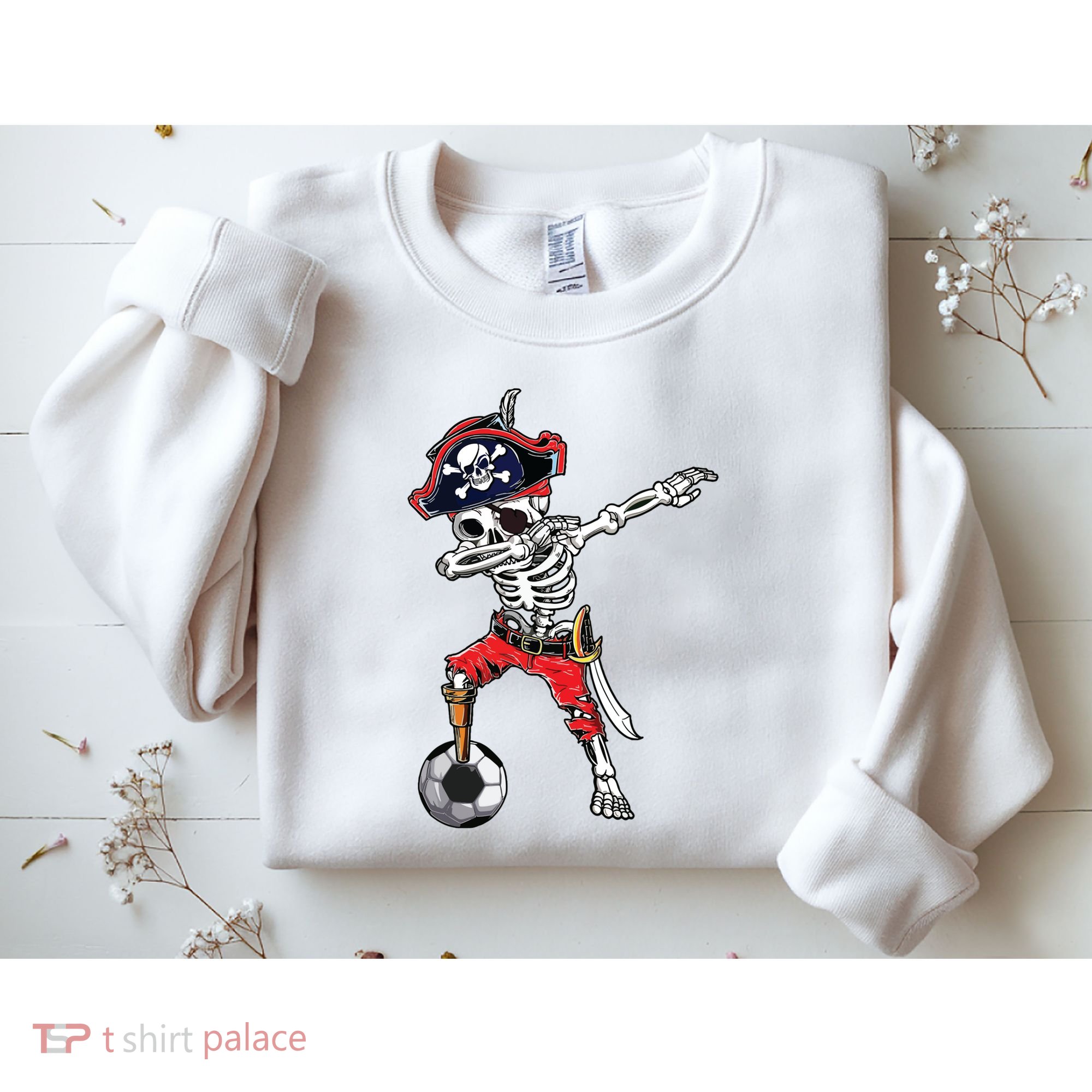 Dabbing Skeleton Pirate Soccer Ball Halloween Costume Day Sweatshirt