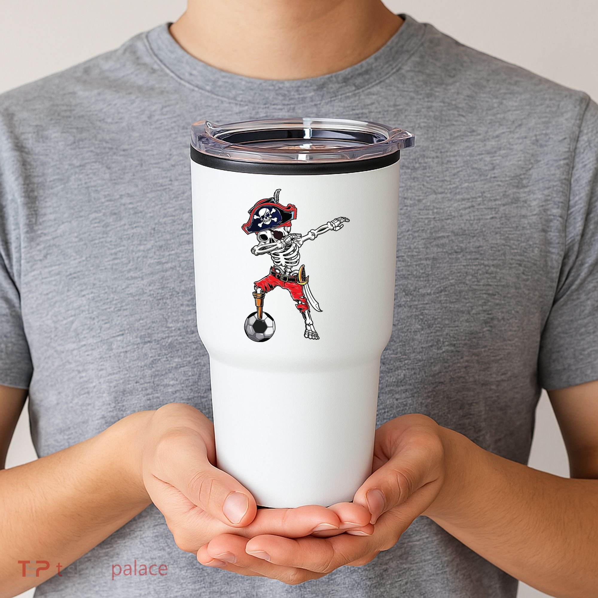 Dabbing Skeleton Pirate Soccer Ball Halloween Costume Day Tumbler