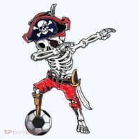 Dabbing Skeleton Pirate Soccer Ball Halloween Costume Day Hat thumb 2