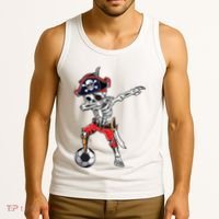 Dabbing Skeleton Pirate Soccer Ball Halloween Costume Day Tank Top thumb 3