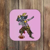 Dabbing Skeleton Pirate Football Lover Halloween Costume Coaster thumb 0