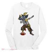 Dabbing Skeleton Pirate Football Lover Halloween Costume Long Sleeve Shirt thumb 0