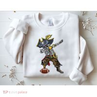 Dabbing Skeleton Pirate Football Lover Halloween Costume Sweatshirt thumb 2
