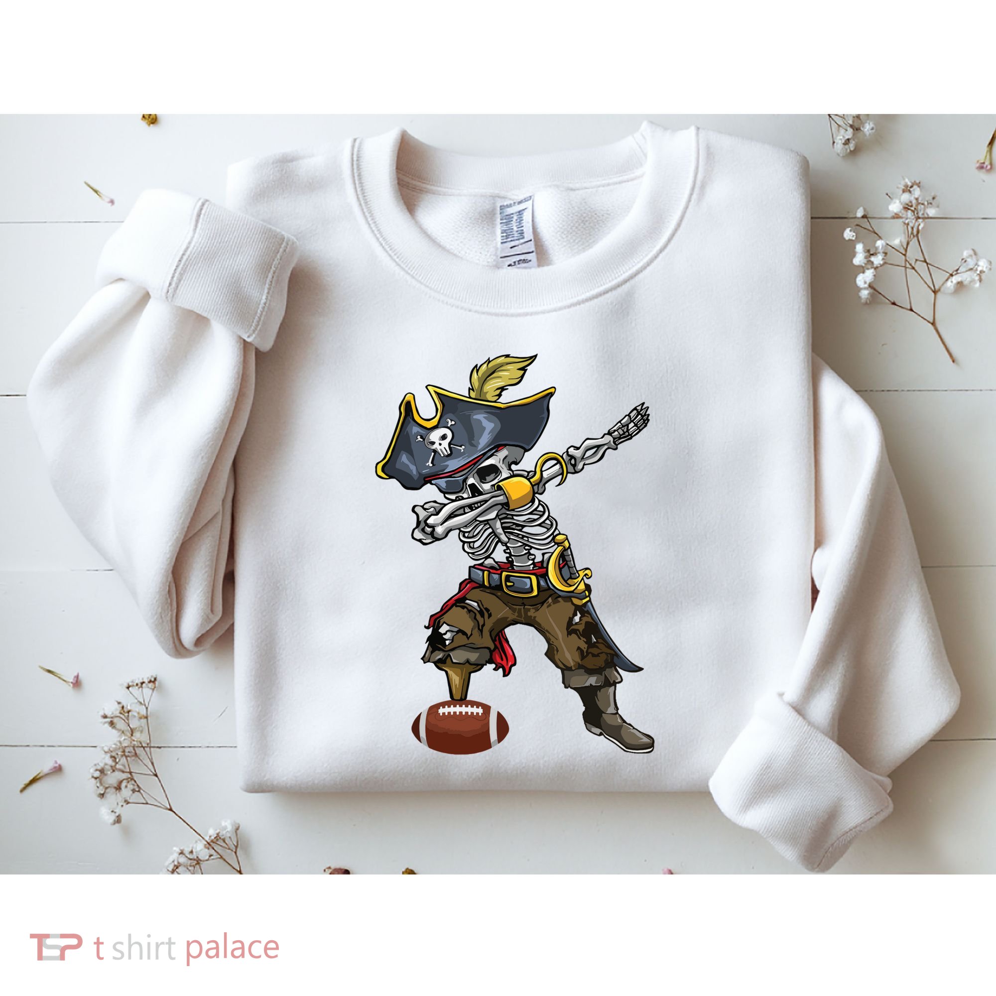 Dabbing Skeleton Pirate Football Lover Halloween Costume Sweatshirt