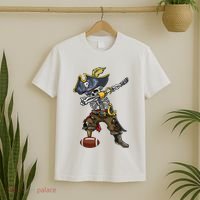 Dabbing Skeleton Pirate Football Lover Halloween Costume T-Shirt thumb 2
