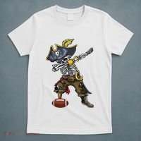Dabbing Skeleton Pirate Football Lover Halloween Costume T-Shirt thumb 5