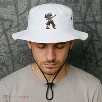 Dabbing Skeleton Pirate Football Lover Halloween Costume Bucket Hat thumb 2