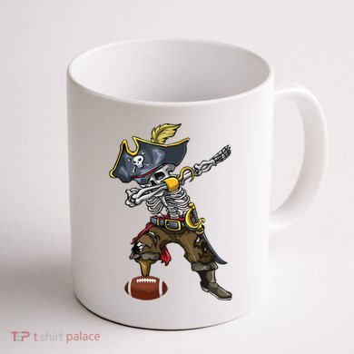 Dabbing Skeleton Pirate Football Lover Halloween Costume Coffee Mug back