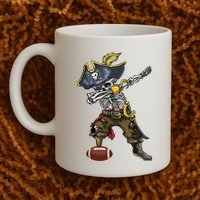 Dabbing Skeleton Pirate Football Lover Halloween Costume Coffee Mug thumb 2