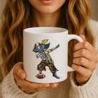 Dabbing Skeleton Pirate Football Lover Halloween Costume Coffee Mug thumb 3