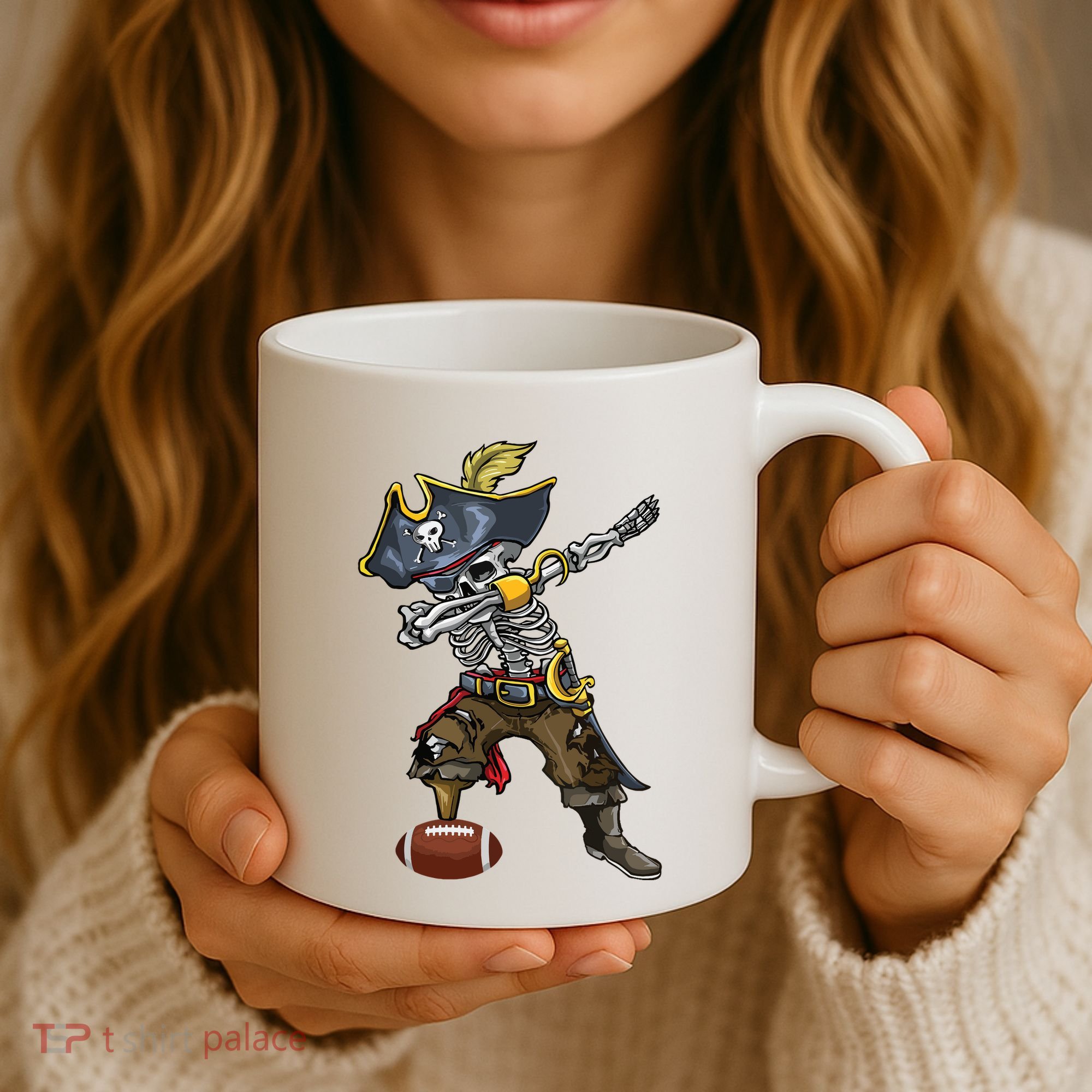 Dabbing Skeleton Pirate Football Lover Halloween Costume Coffee Mug