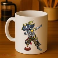 Dabbing Skeleton Pirate Football Lover Halloween Costume Coffee Mug thumb 4