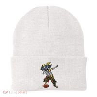 Dabbing Skeleton Pirate Football Lover Halloween Costume Beanie thumb 0