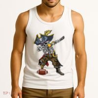 Dabbing Skeleton Pirate Football Lover Halloween Costume Tank Top thumb 3
